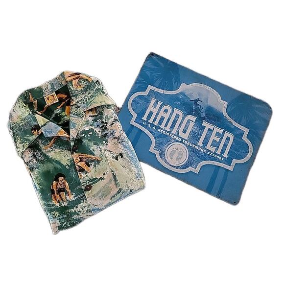 RARE VINTAGE 60S 70S HANG TEN REVERSE PRINT SURFER ALOHA HAWAIIAN SHIRT XL - Picture 10 of 10